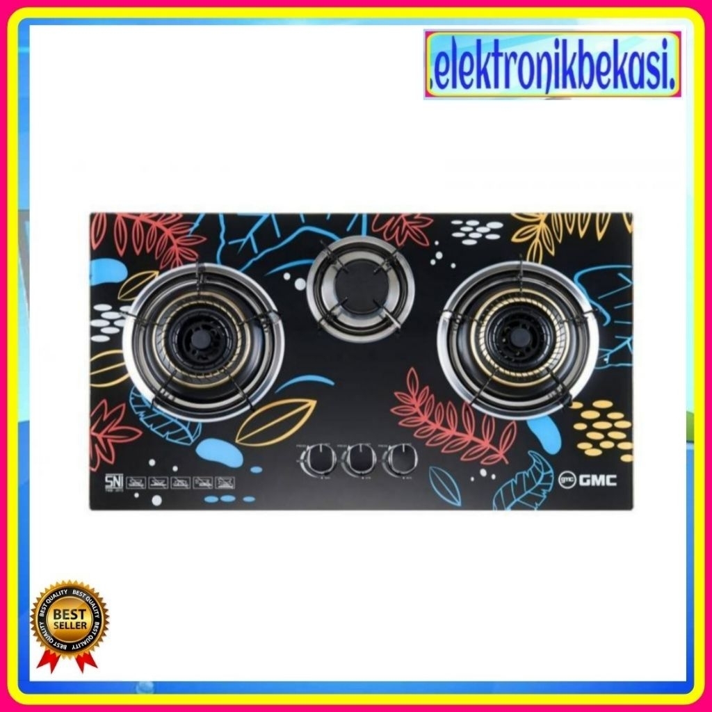 KOMPOR GAS GMC 671 / KOMPOR GAS GMC 3 TUNGKU TANAM & MEJA / KOMPOR GMC 3 TUNGKU KACA TEMPERED