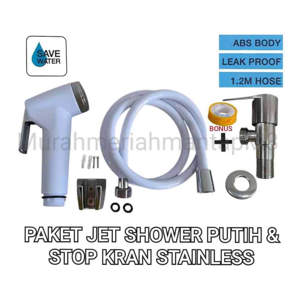 PAKET SHOWER BIDET PUTIH  + STOP KRAN / JET SHOWER CLOSET