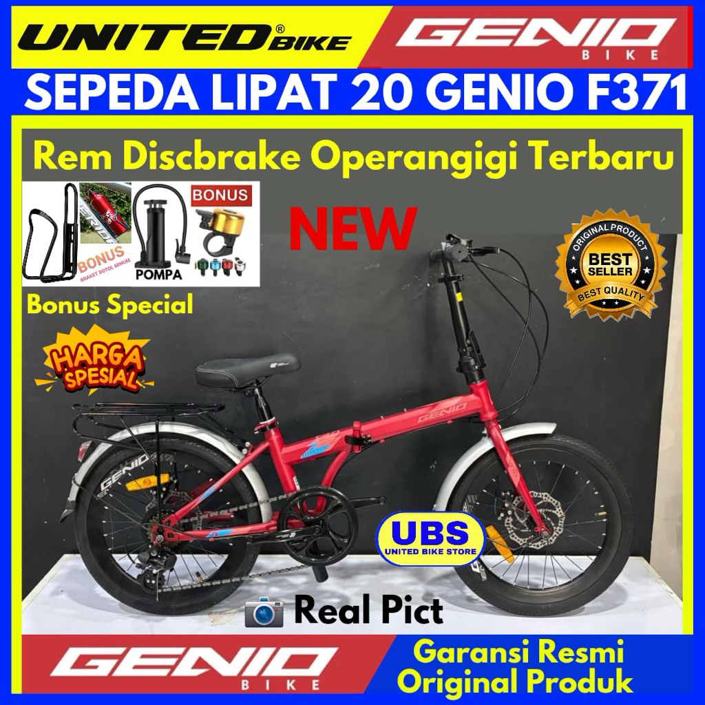Sepeda Lipat 20 Genio F371 Terbaru Rem Discbrake