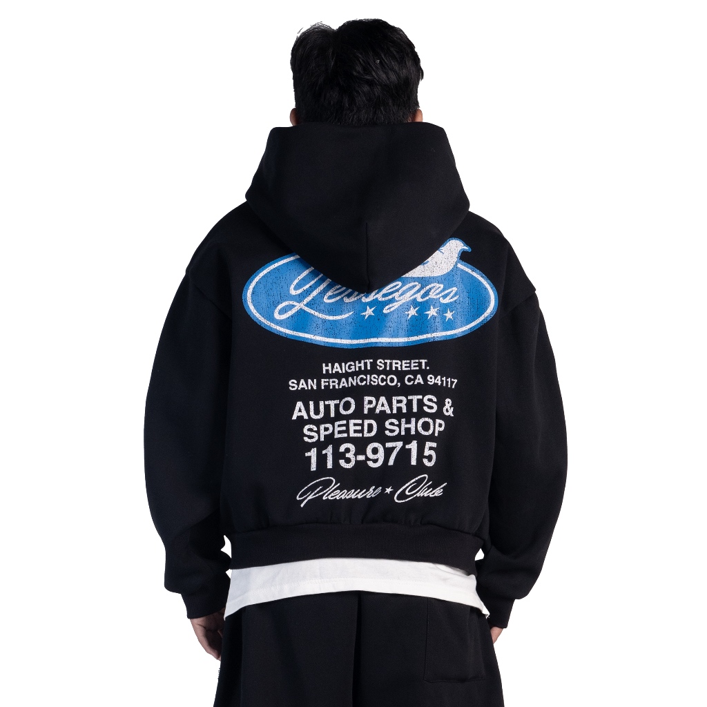 Lessegos Hoodie Zipper Boxy Fit Pegasos Hitam 330 GSM