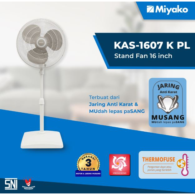 Kipas Angin Stand Fan 16 Inch Miyako KAS-1607K PL / KAS-1607PL
