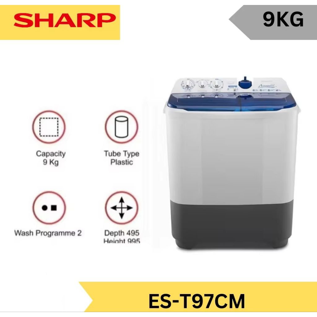 MESIN CUCI SHARP 9KG ES-T97CM-BL AQUAMAGIC SERIES