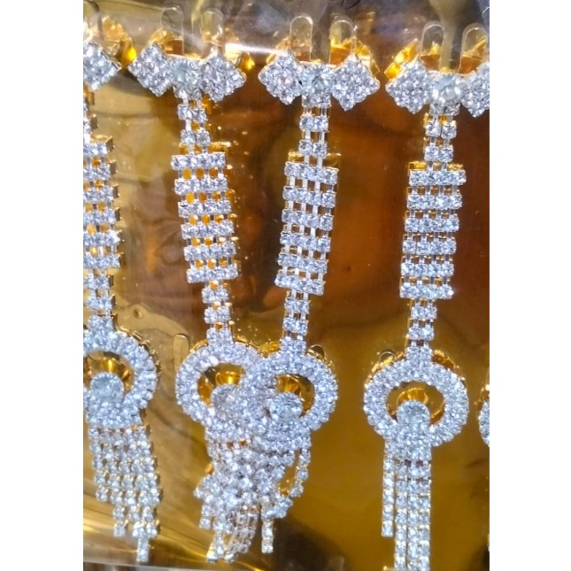 Bros Dagu Juntai Panjang Mewah/Bros Dagu Jurai Kristal Wanita Elegan