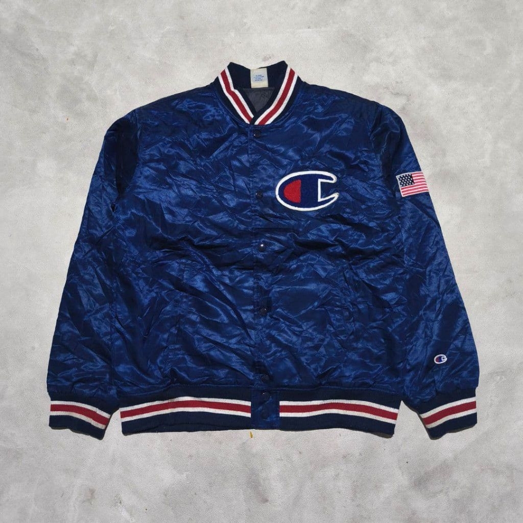 Jaket bomber pria vtg vintage champion navy