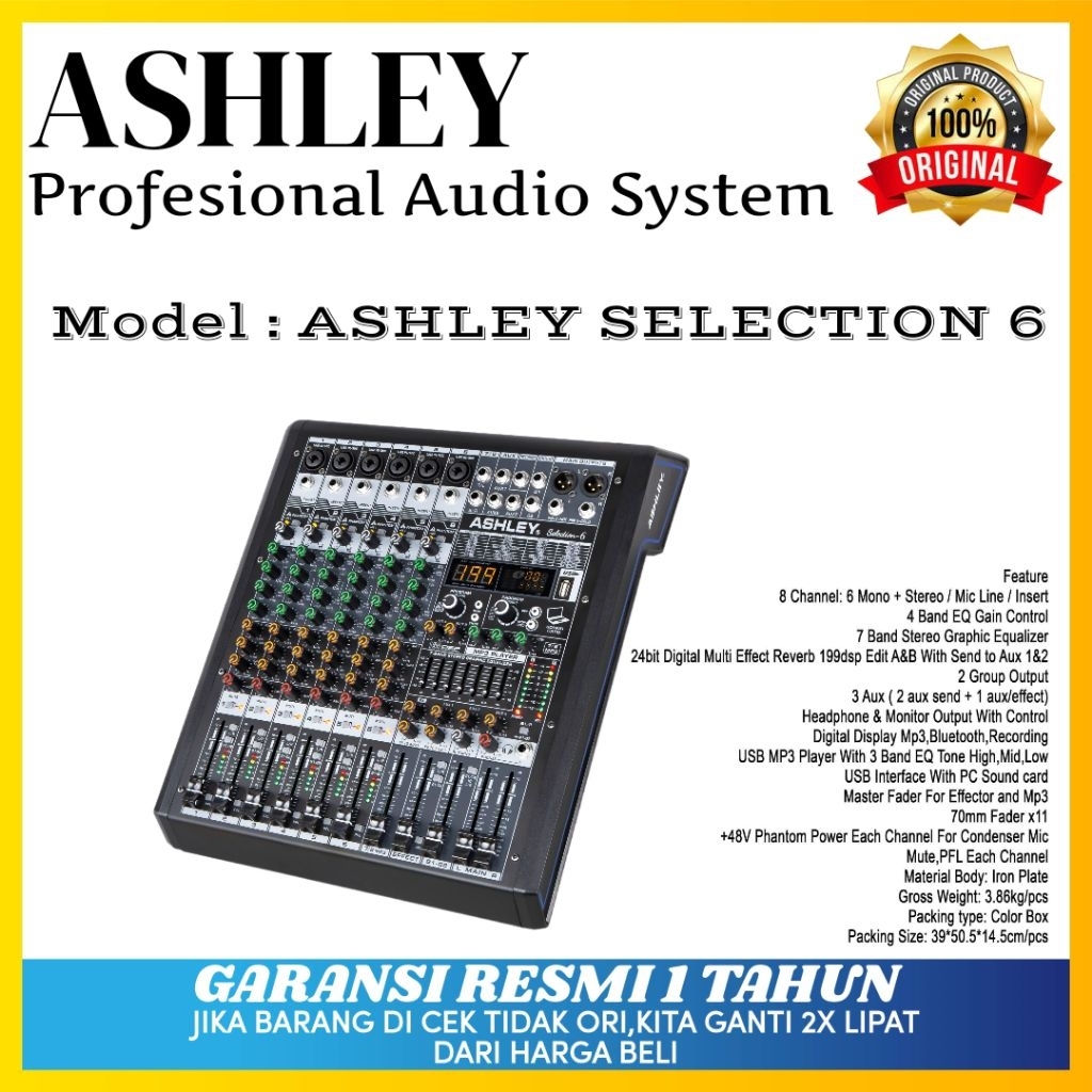 Mixer Ashley Selection 6 Original Mixer Ashley 6 Channel Bluetooth