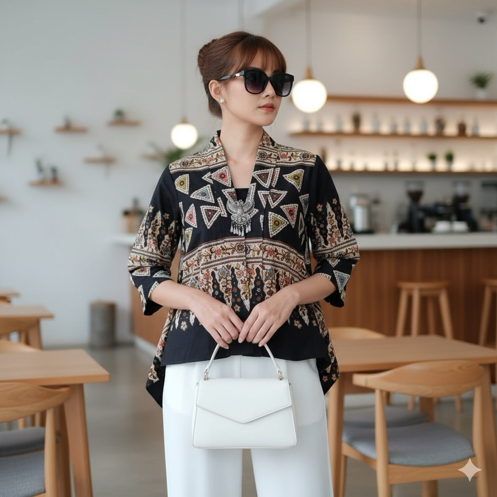 Shanaya Batik Blus alissa asmat Blouse Batik Kerja Model Kartini Cantik Elegan atasan wanita kantor