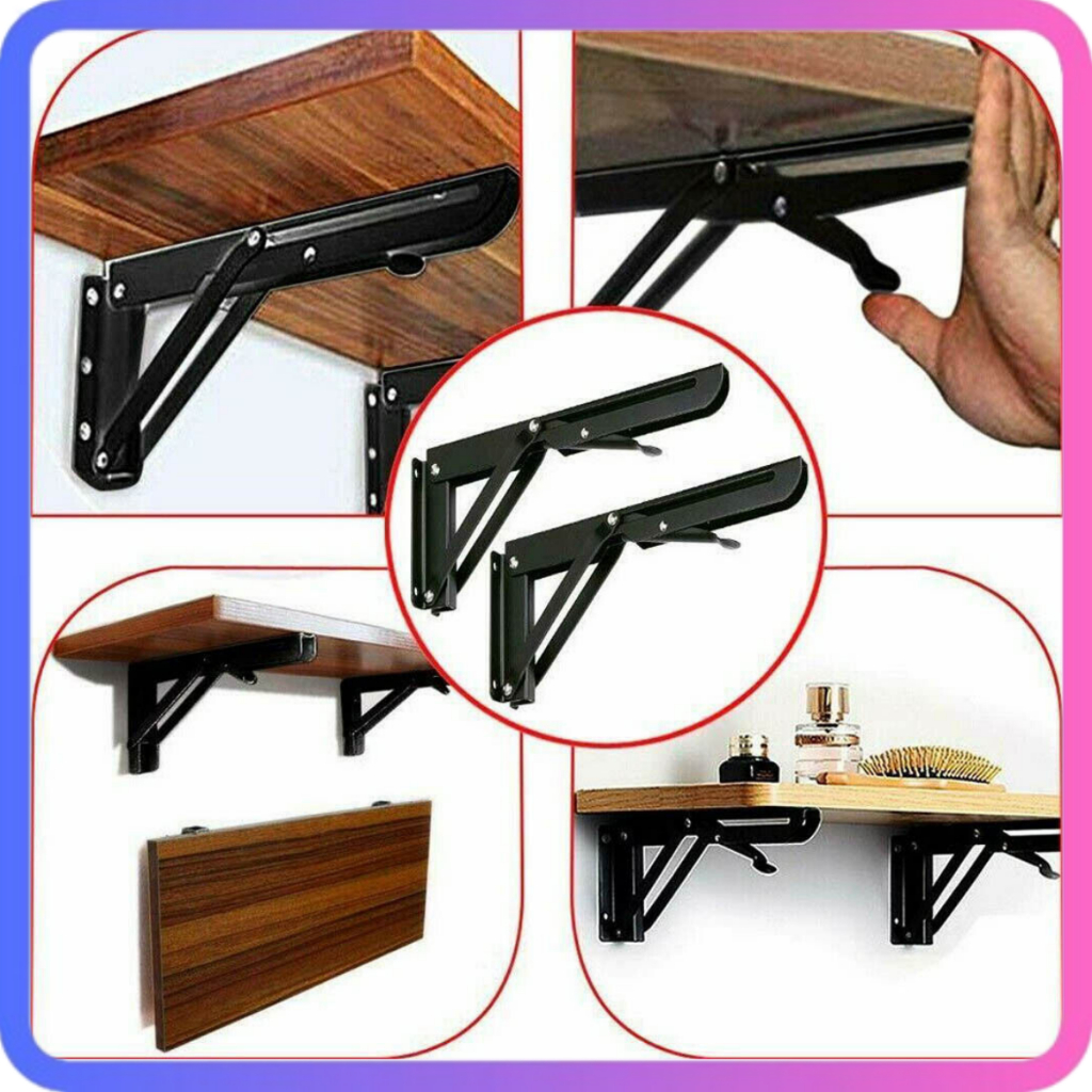 Bracket Lipat / Siku / Engsel FOLDING Rak / Meja / DInding 1SET  2 PCS 8 Inch RAK dinding