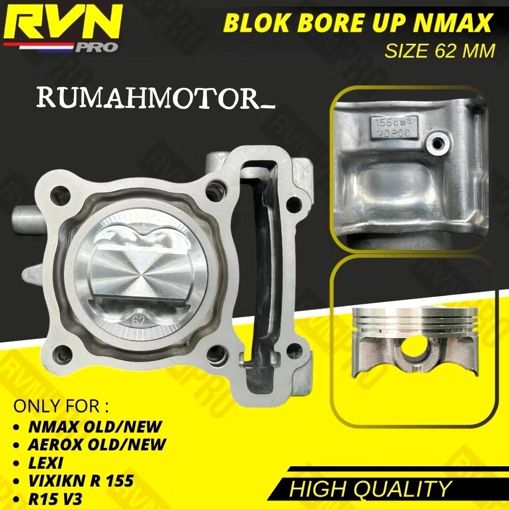 BLOK SEHER BORING SET NMAX AEROX LEXI BOREUP 62 63MM RVN