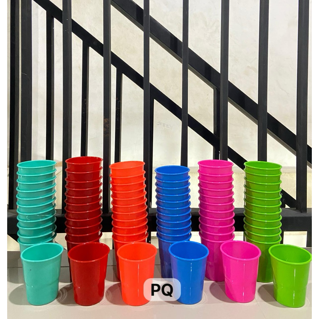 12pcs Gelas plastik aqua 350ml cangkir kopi plastik