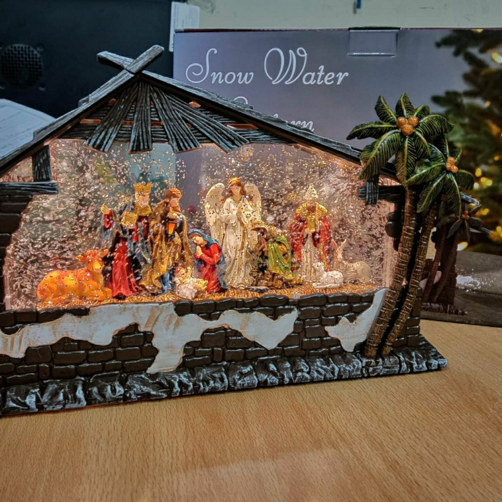 SNOW GLOBE GLASSDOME KOTAK MUSIK AIR BOLA KACA SNOW WATER NATIVITY DECORATION WDL24098 HAMPERS NATAL