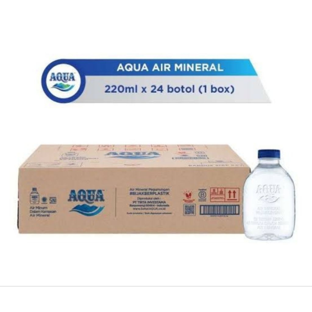 aqua air mineral mini botol cube 220ml