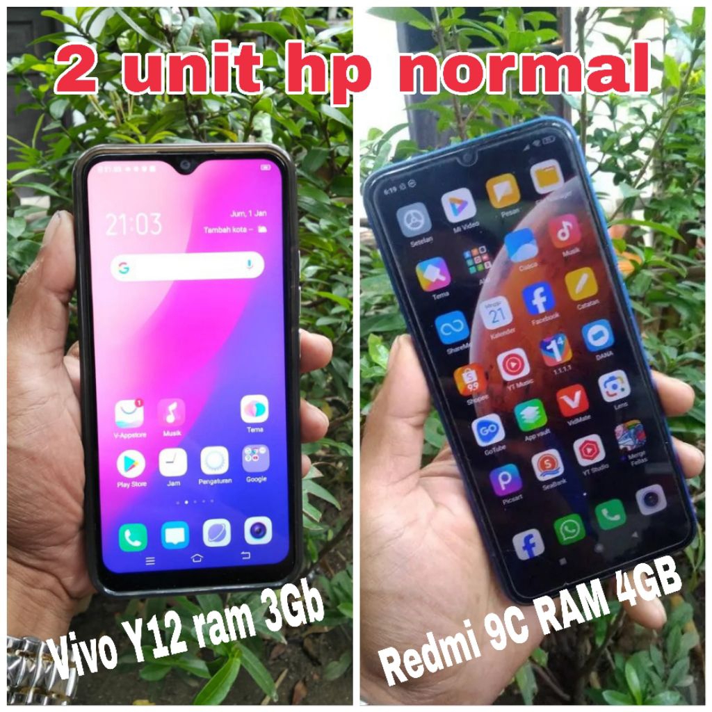 hp second normal 2 unit ram 3gb dan 4gb redmi 9c dan Vivo Y12