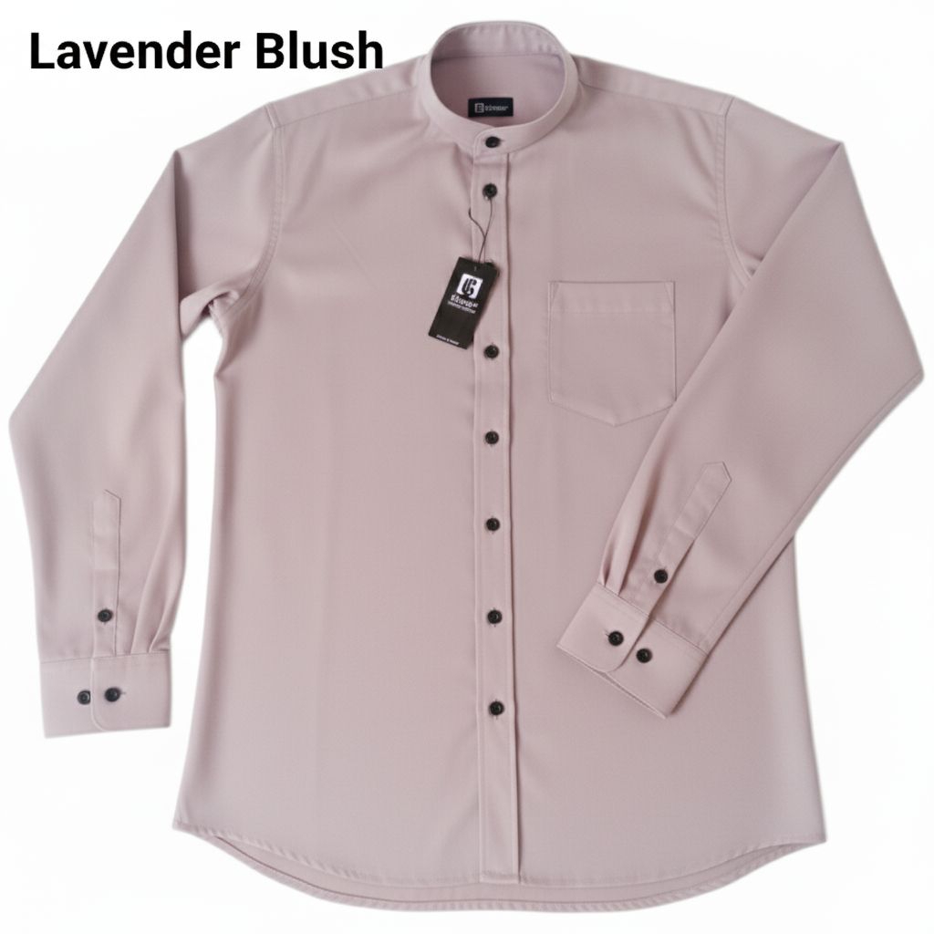 Kemeja Koko Pria Polos Lengan Panjang Warna Lavender Blush Size L