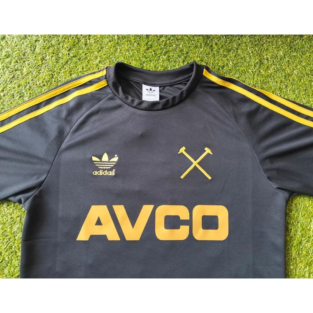 Jersey Retro Vintage Classic West ham 3rd 82/83 Avco Hitam Emas