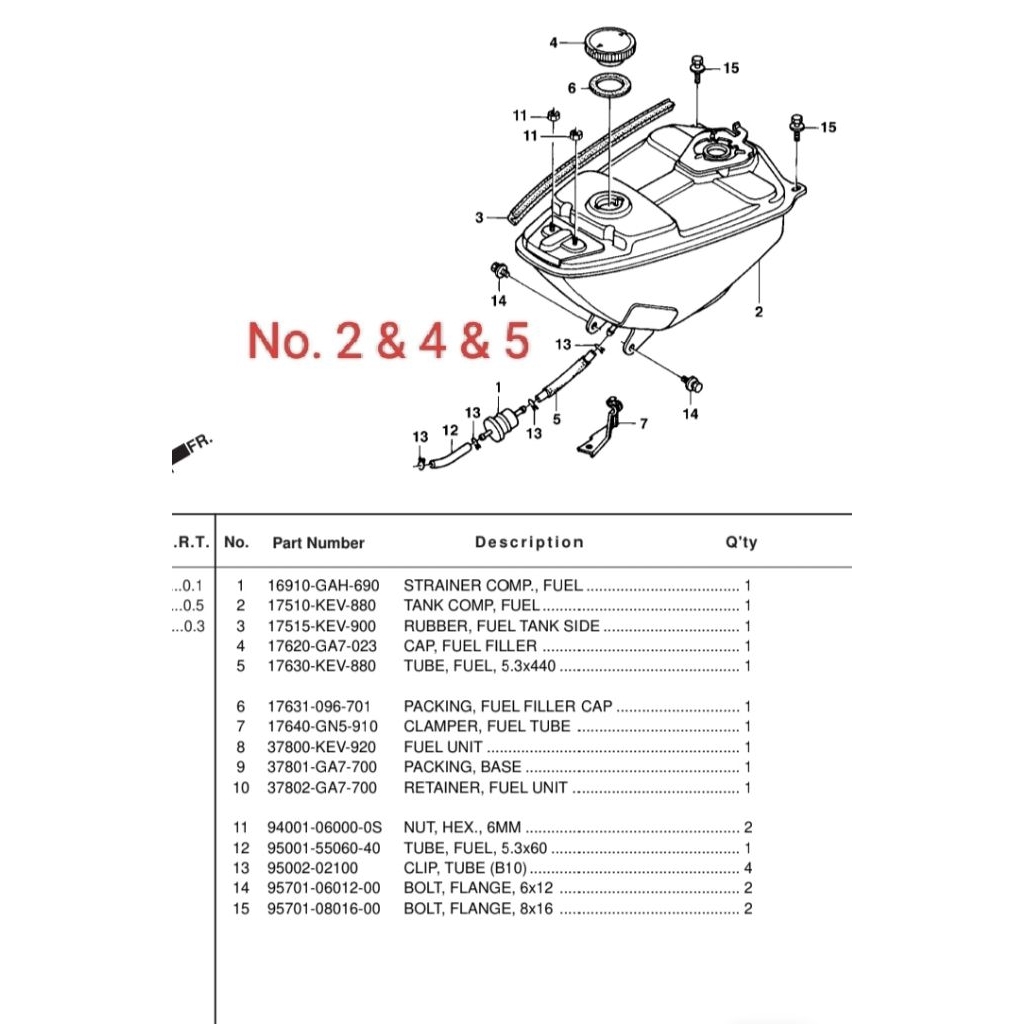Tangki bahan bakar plus tutup tangki dan selang bensin untuk motor Supra x 100cc dan Suprafit lama n