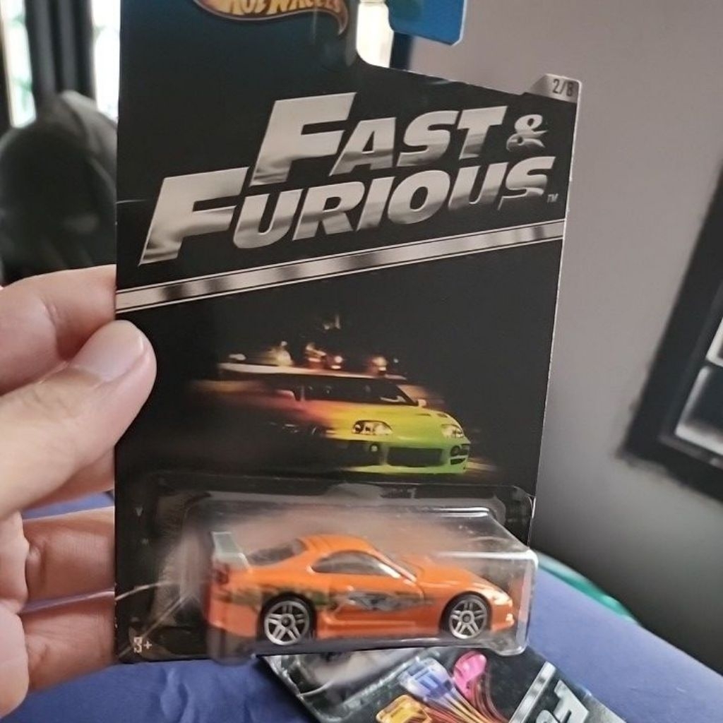 Hotwheels Toyota Supra FF orange wing silver