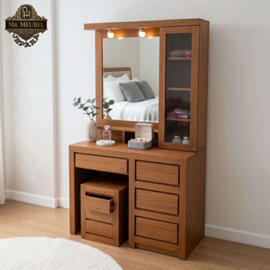 meja rias kayu jati tolet #2