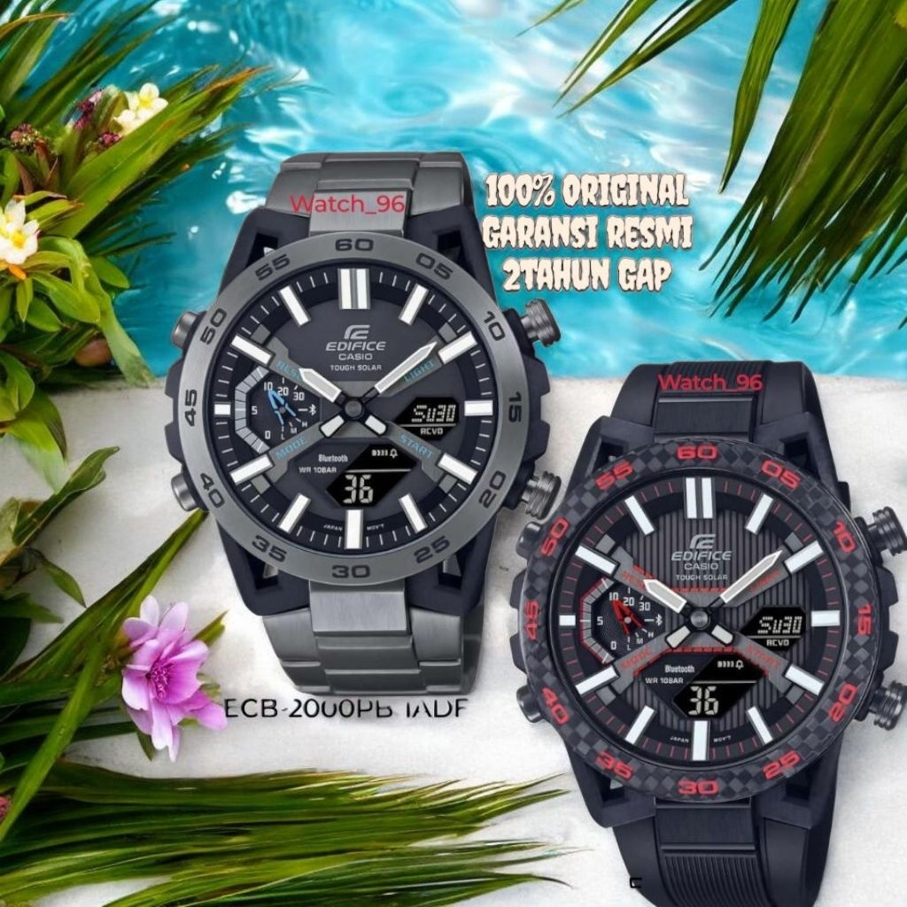 promo Casio Edifice ECB-2000PB-1ADF & ECB-2000DC-1ADF Jam Tangan Pria Double Time Solar Carbon