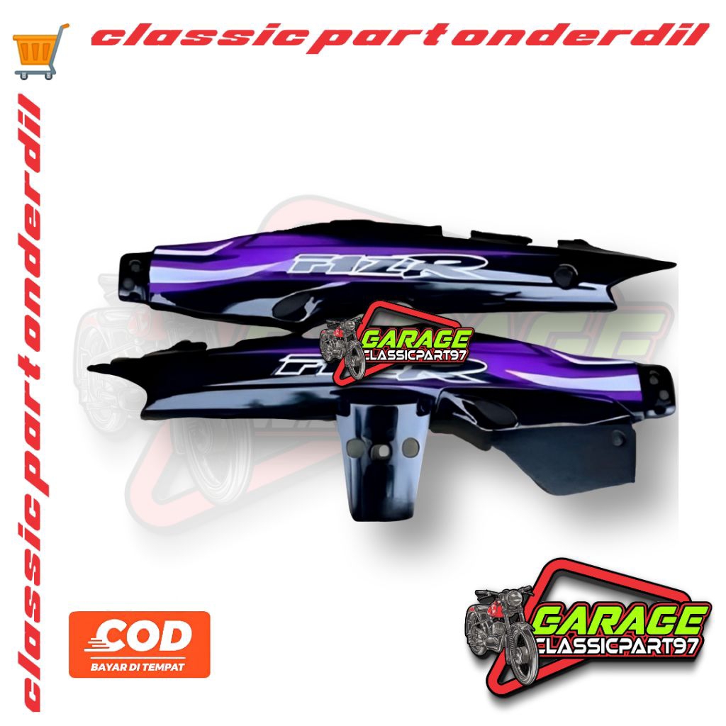 BODY SAMPING YAMAHA FIZR SET STRIPING UNGU SET BOK AKI