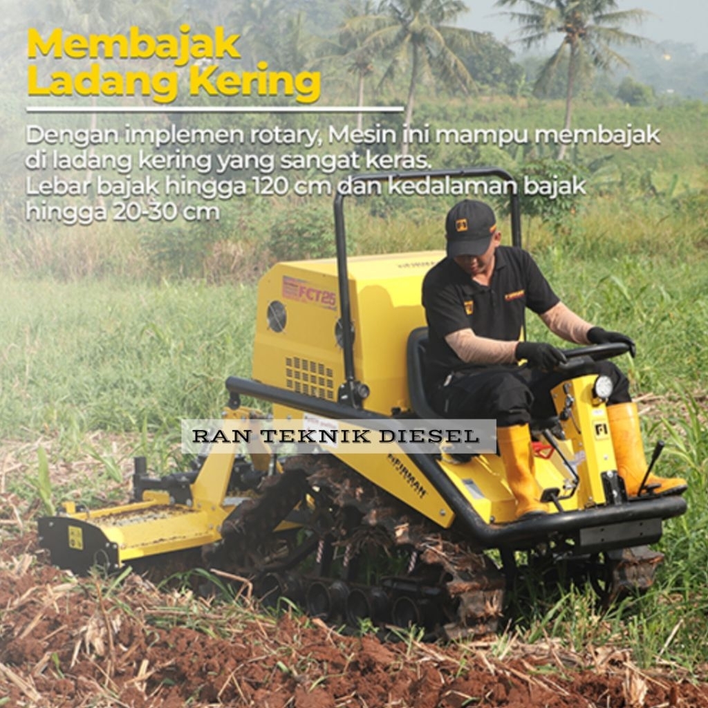 Traktor Amfibi Multifungsi Bajak & Ladang FIRMAN FCT 25 Elektrik Stater / 25 HP Solar