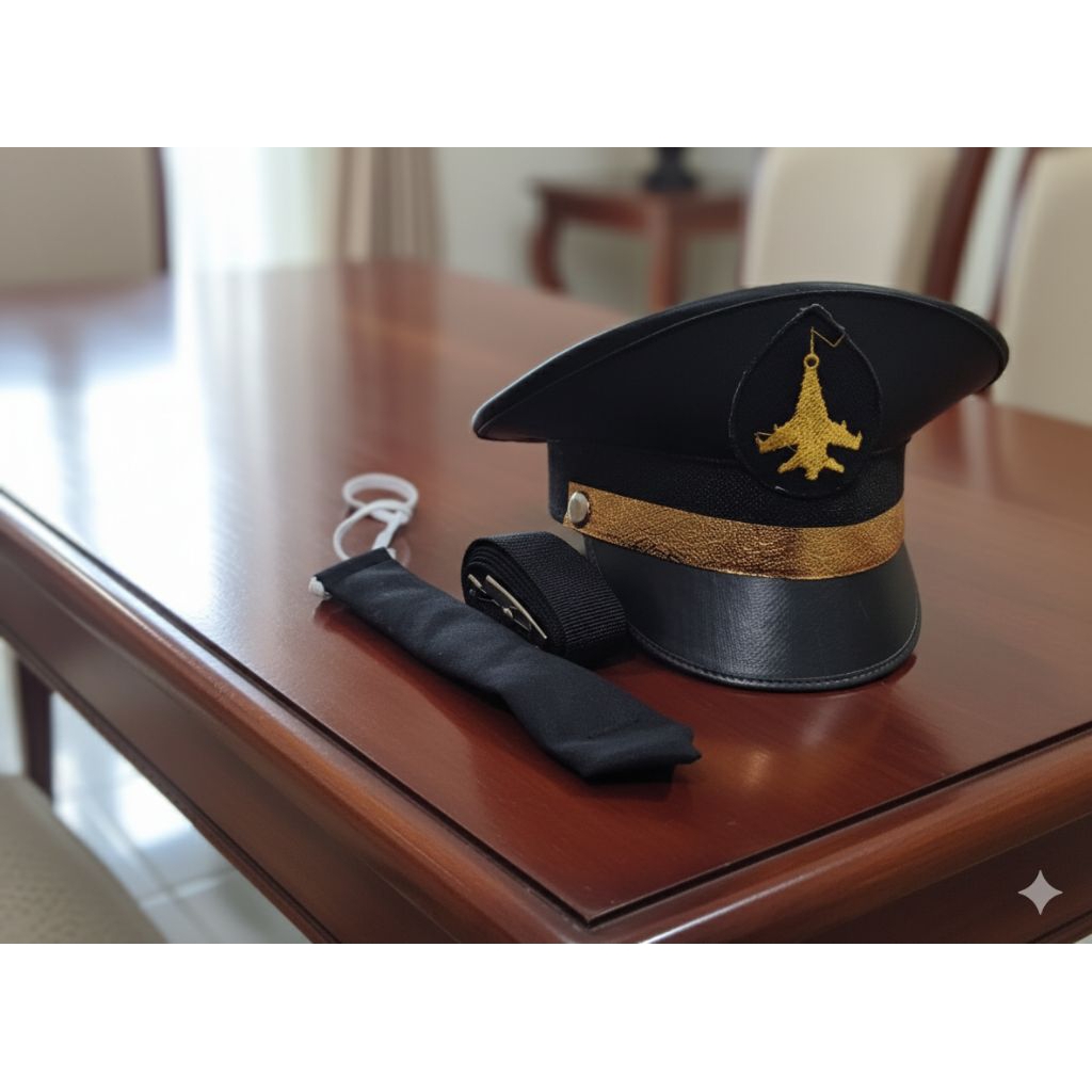 aksesoris topi polisi anak TK Set lengkap topi + peluit +tali + sabuk kostum profesi anak karnaval