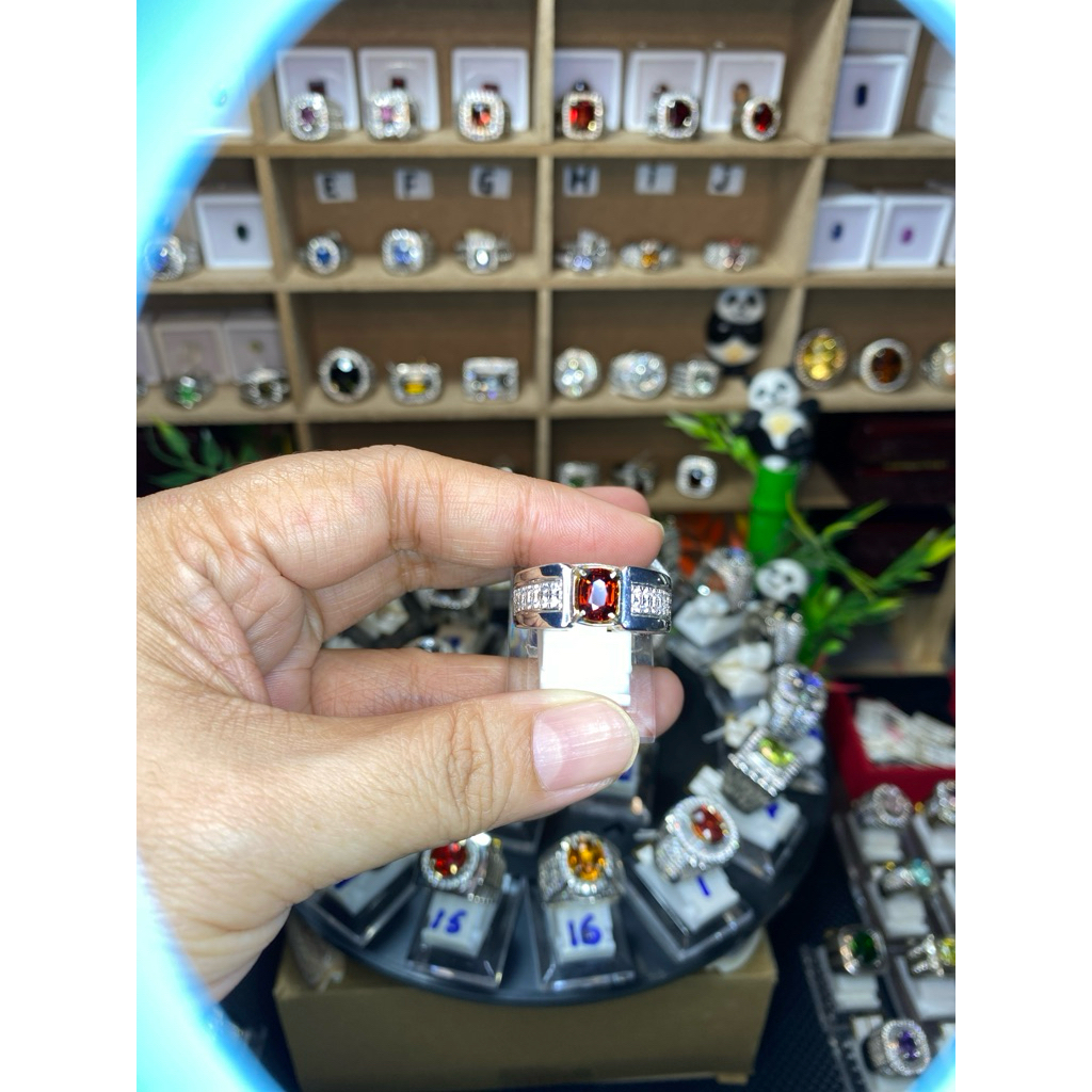 natural red spinel batu permata  ring perak cowo cincin