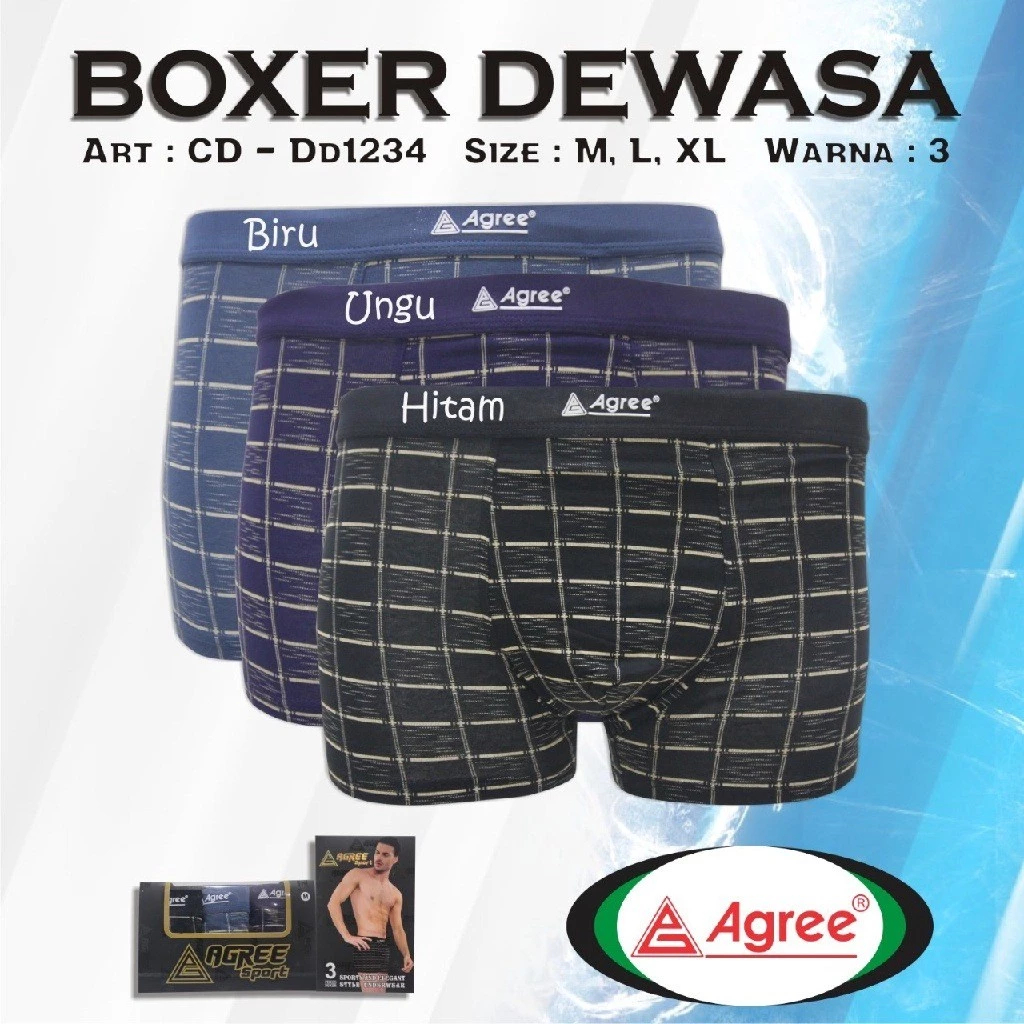 AGREE PRIA SPORT BOXER | BOXER AGREE SPORT | Boxer AGREE Sport 1234 | Celana Dalam Boxer Pria Agree 