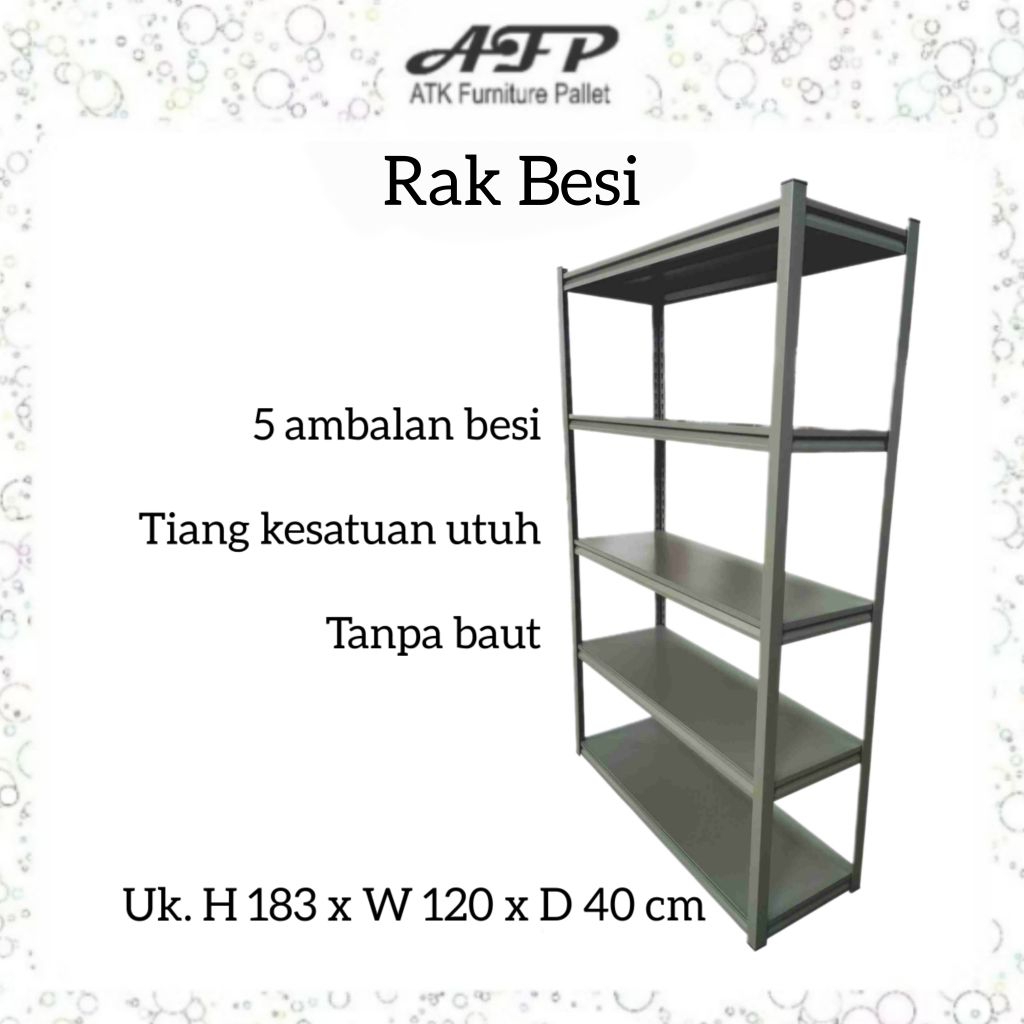 Rak Besi 5 ambalan 183 x 120 x 40 cm