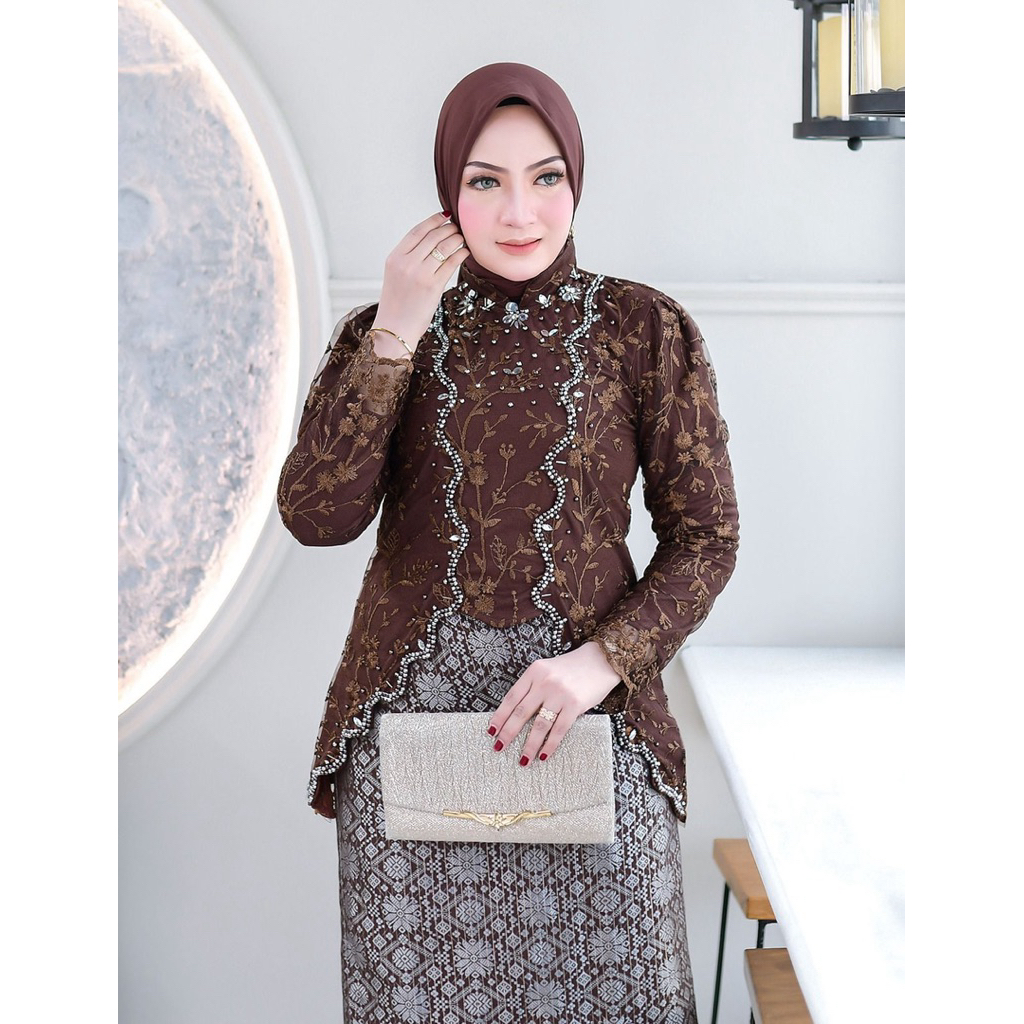 Herly Kebaya [free hijab/bross]Kutu baru hijab miska tile payet /kebaya tradisional/kebaya wisuda/ke