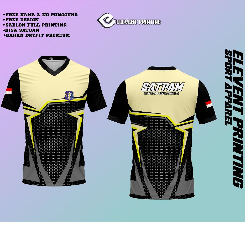 JERSEY SATPAM TERBARU / KAOS JERSEY SECURITY HITAM CREM / SERAGAM SATPAM FULL PRINTING FREE NAMA DAN
