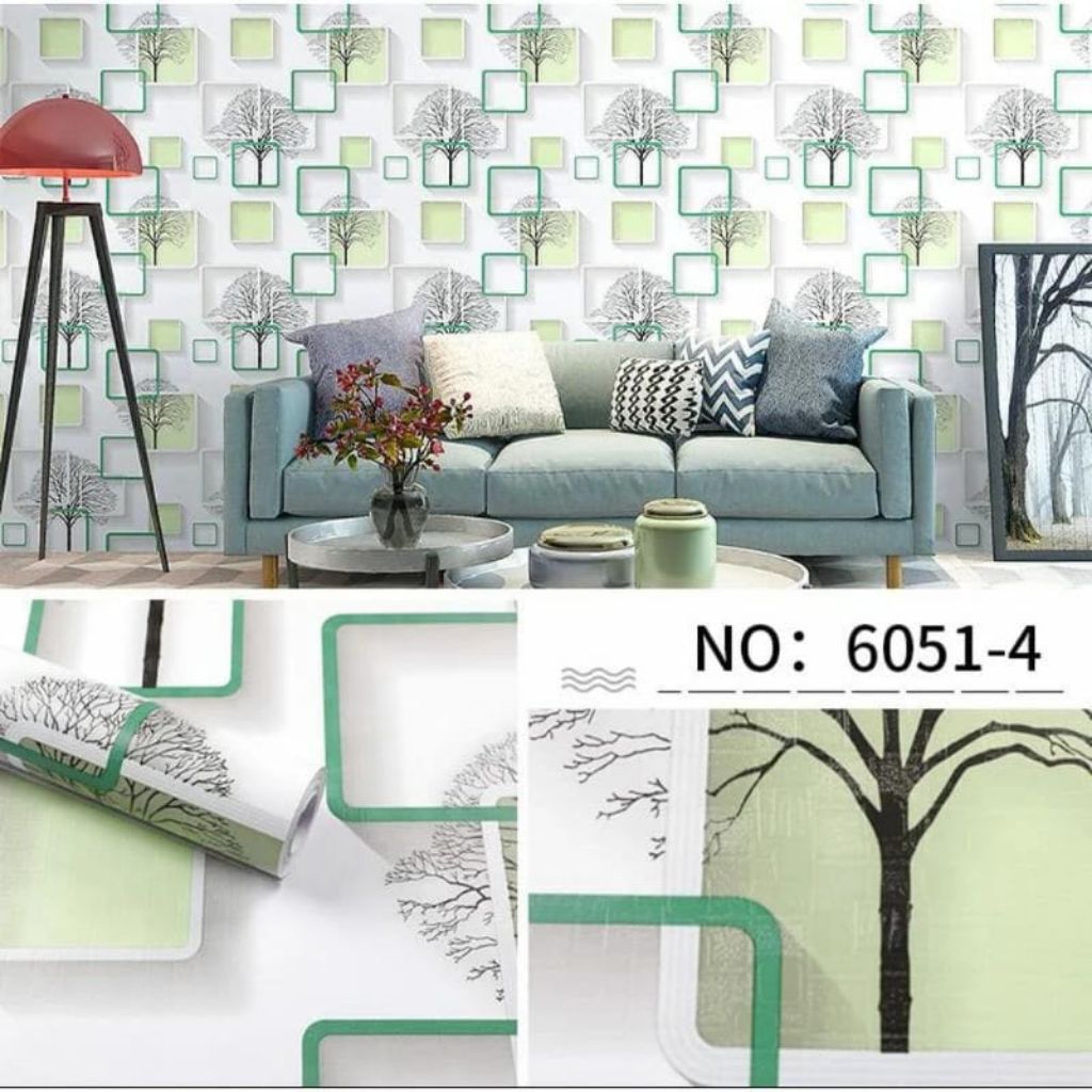 Wallpaper Dinding Motif Pohon Kotak Hijau Wallpaper Dinding Aesthetic Wallpaper Dinding Ruang Tamu W
