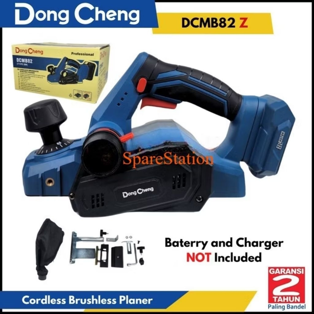 Mesin Serut Kayu Baterai Cordless Dongcheng DCMB82 BM Include 2 Baterai dan Charger