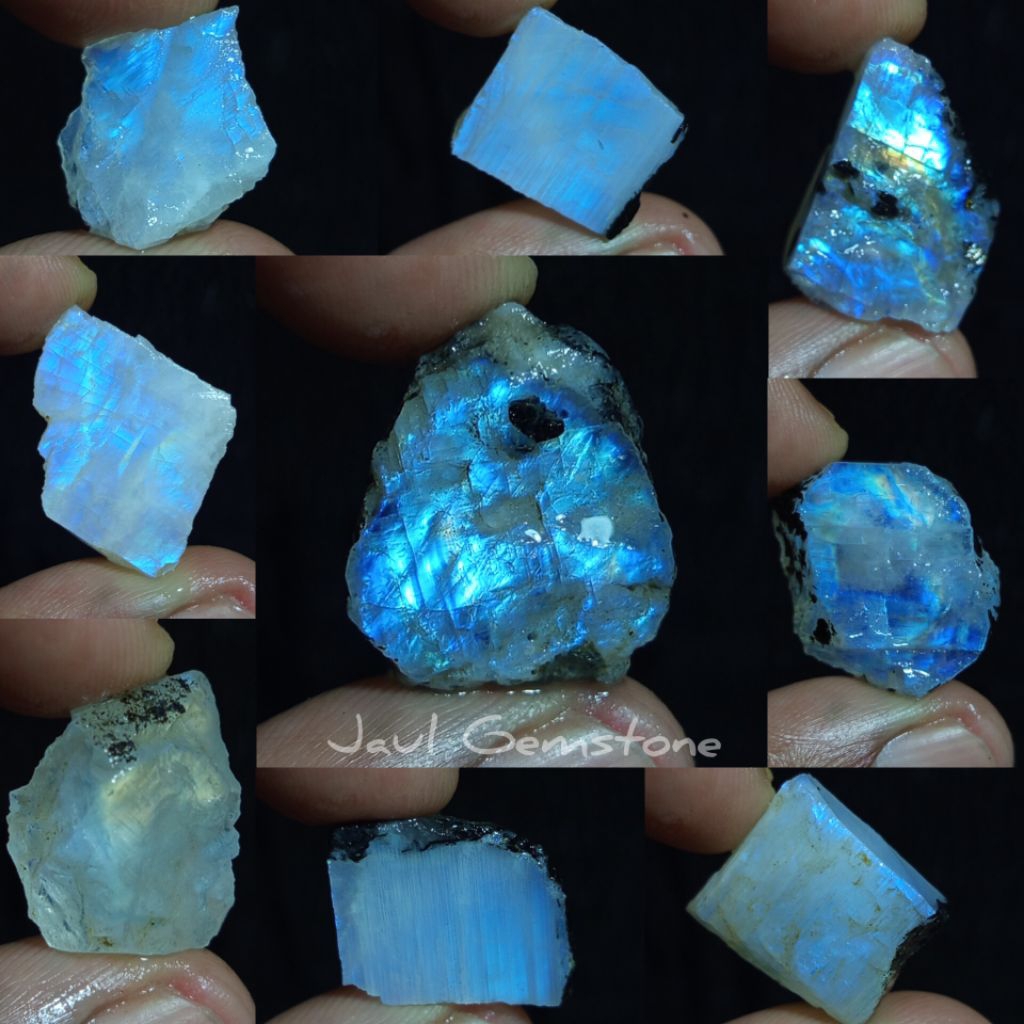 batu biduri bulan/bongkahan batu biduri bulan air laut/Rough moonstone natural100%/lempengan batu bi