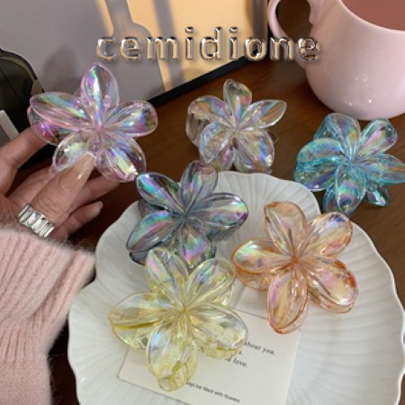 Jepit Rambut Wanita Bunga Kamboja Kristal Bening Jepit Rambut Bunga Kamboja Jedai Motif Bunga Kamboj