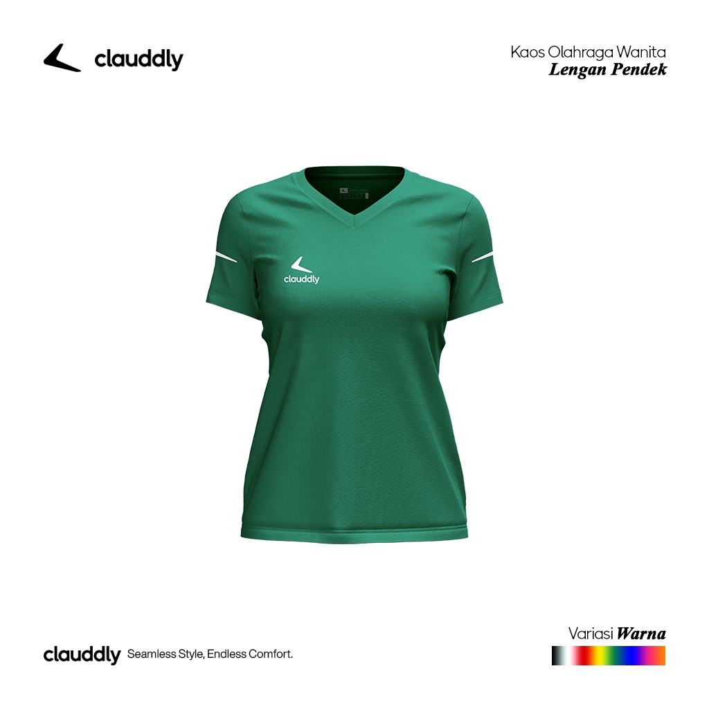 Clauddly Kaos Olahraga Wanita Warna Hijau Botol Pendek Kaos Running Senam Fitness Big Size Jumbo