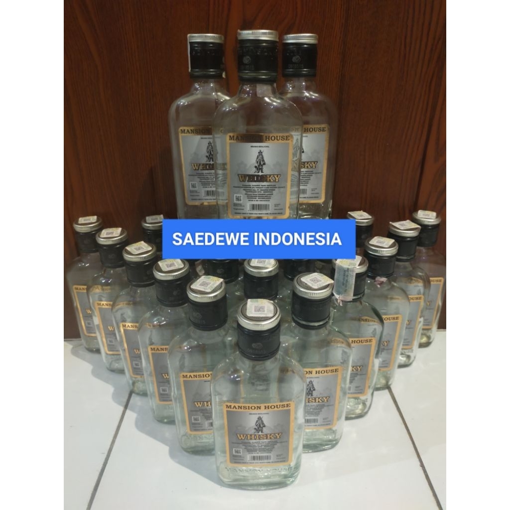 PAKET HEMAT 1 DUS ( Isi 24 Botol) BOTOL KOSONG MANSION HOUSE BEKAS MINUMAN BAHAN KACA TEBAL ANTIK KA