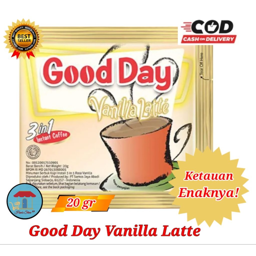 

Kopi GOOD DAY Vanilla Latte 3 in 1 Kopi Good Day Vanilla Latte Saset 20 gr