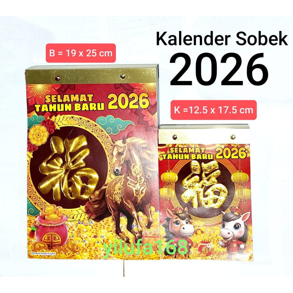 kalender harian sobek  versi indonesia tahun 2026 kuda