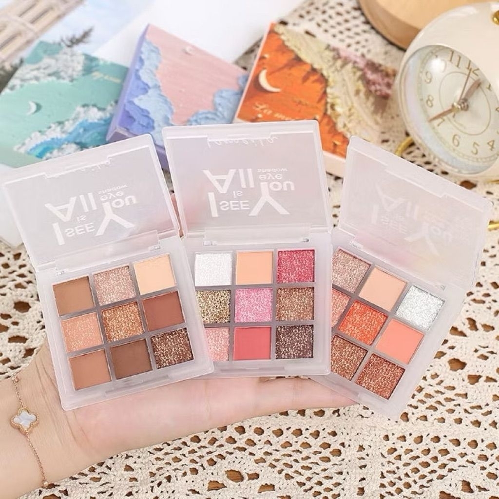 LAMEILA EYESHADOW PALETTE 9COLORS GLITTER||LAMEILA EYESHADOW PIGMENTED