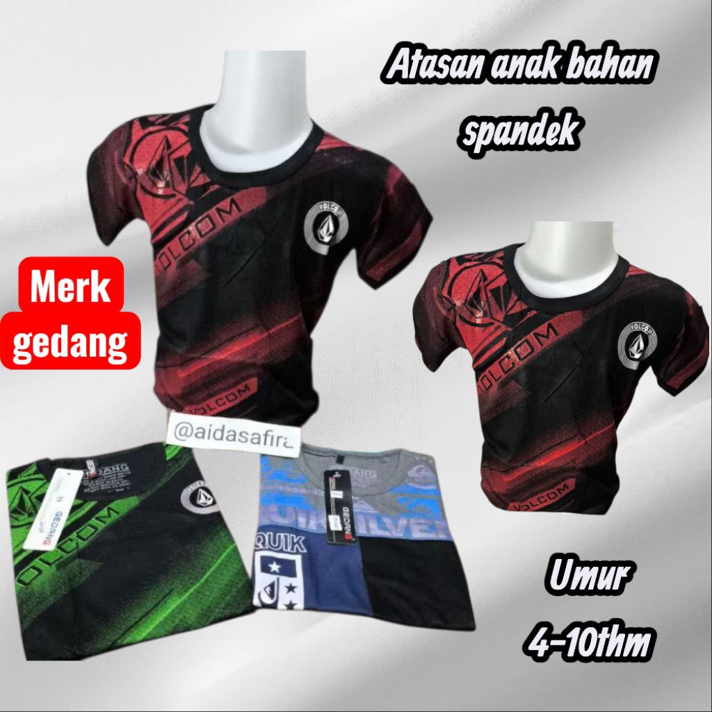 (GEDANG)BAJU KAOS ANAK LAKI LAKI BAHAN SPANDEK UMUR 1-10TAHUN/BAJU ATASAN SPANDEK