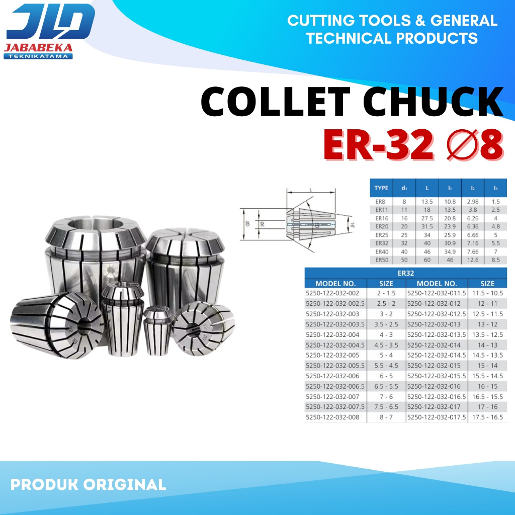 Collet ER32 Diameter 8 mm Collet ER32 Diameter. 8mm