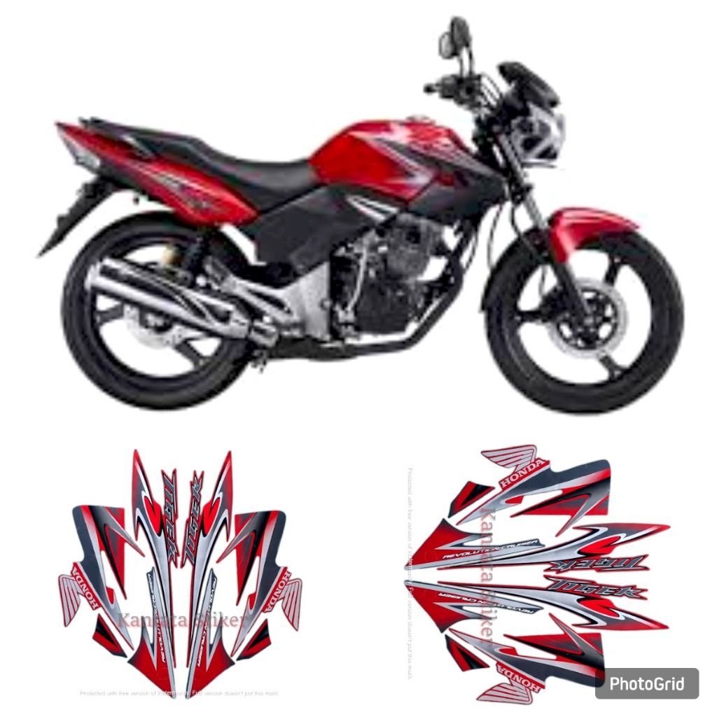 STIKER STRIPING LIS LES BODY MOTOR TIGER REVO 2013 MERAH STANDAR FULL SET