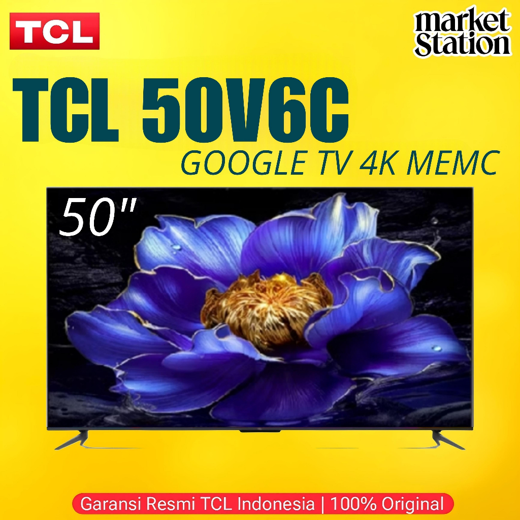 Smart Android Google TV TCL 50 Inch 4K 50V6C Series Garansi Resmi Penerus TCL 50VB