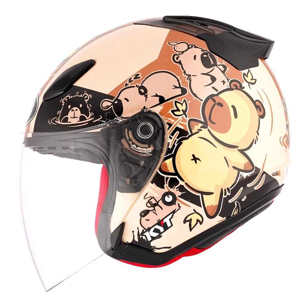 HELM KYT DJ MARU MOTIF #19 CAPYBARA CREAM  HELM HALF FACE TERBARU HELM DJ MARU TERLARIS