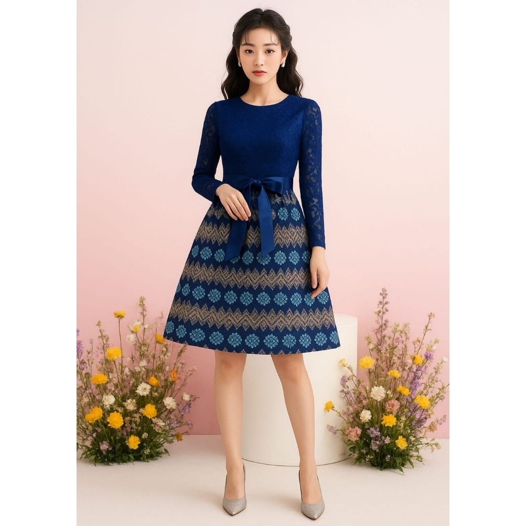 Baju Brokat Natal Terbaru 2025 Dress Natalie Long Marry Batik Gaun Outfit Pesta Kondangan Remaja Rx