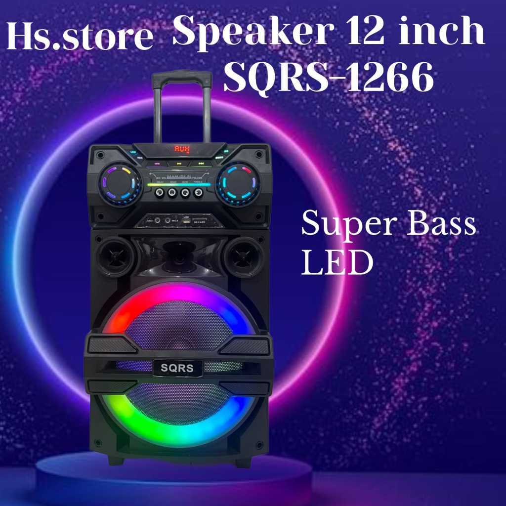 Speaker Karaoke 12 Inch Speaker SQRS-1266 Free 2 Microphone dan remot Super Bass