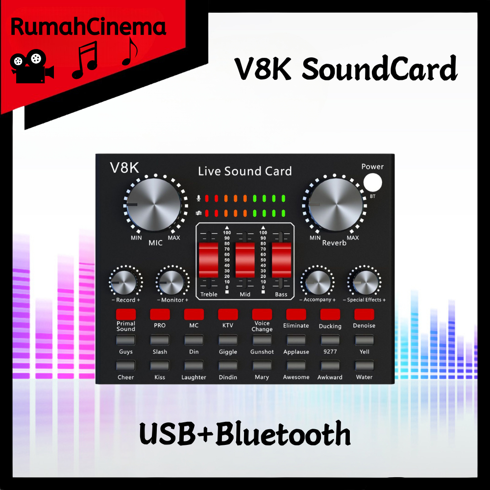 V8S / V8K SoundCard Bluetooth Audio Usb External Soundcard V8S Plus