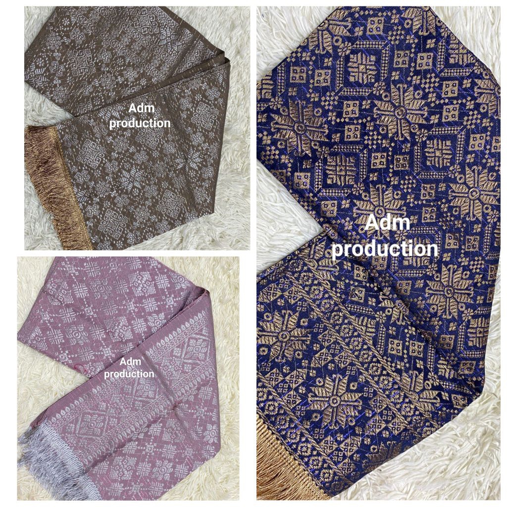 selendang songket set kain//kain songket rose gold//nevy//tembaga//silver//songket putih