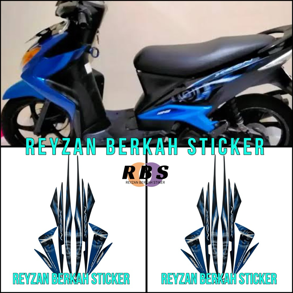 STIKER STRIPING LIS LES BODY YAMAHA XEON KARBU 2011 2012 HITAM BIRU