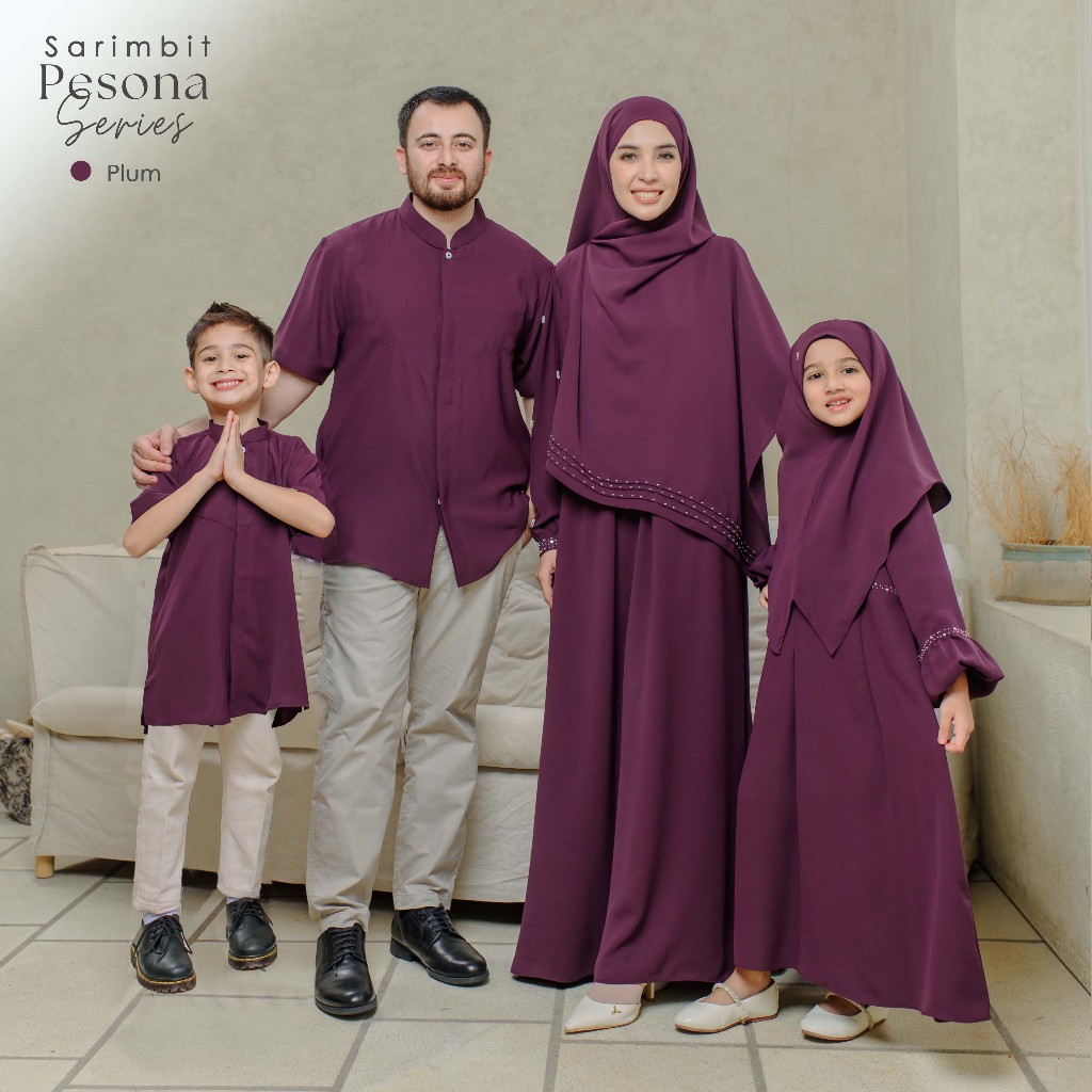 AMILY - [READY STOCK] SARIMBIT 2026 PESONA SERIES PLUM | Family Set | Baju Lebaran Keluarga